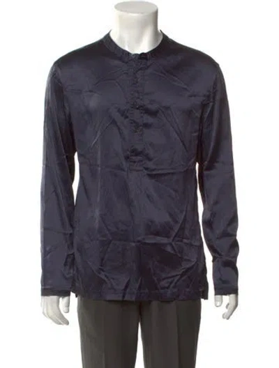 Pre-owned Tom Ford Virgin Wool Long Sleeve Shirt In Blue