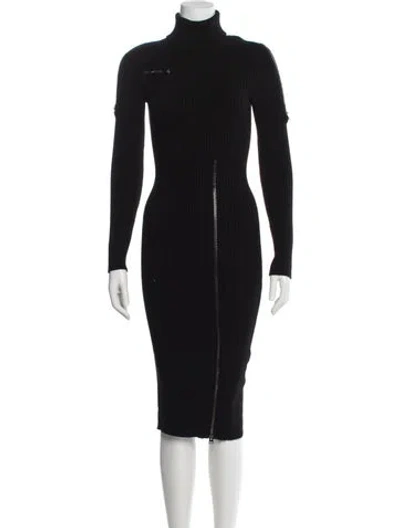 Pre-owned Tom Ford Virgin Wool Midi Length Dress In Black