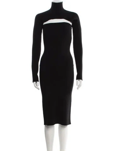 Pre-owned Tom Ford Virgin Wool Midi Length Dress In Black