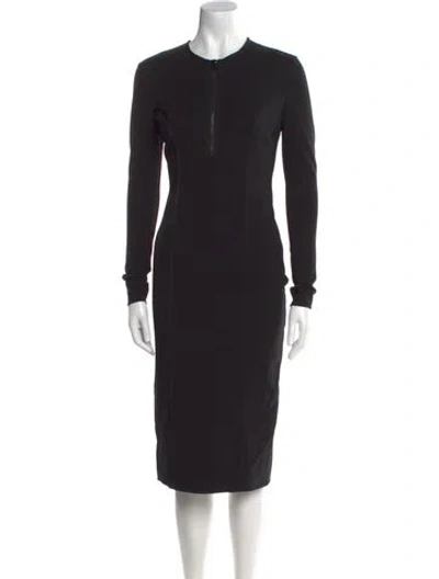Pre-owned Tom Ford Virgin Wool Midi Length Dress In Black