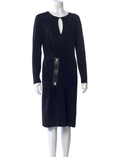 Pre-owned Tom Ford Virgin Wool Midi Length Dress In Black
