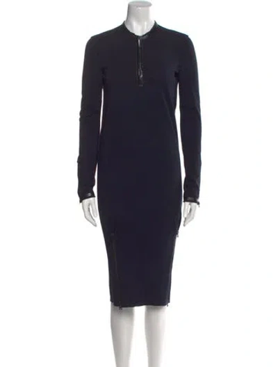 Pre-owned Tom Ford Virgin Wool Midi Length Dress In Blue