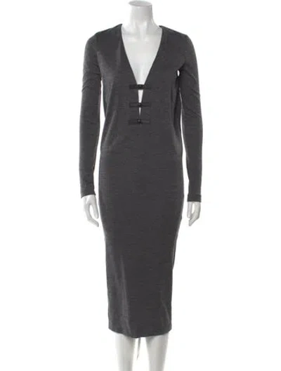 Pre-owned Tom Ford Virgin Wool Midi Length Dress In Gray