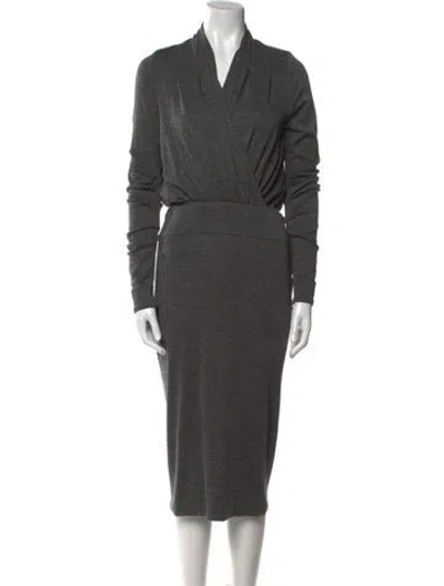 Pre-owned Tom Ford Virgin Wool Midi Length Dress In Gray