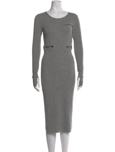 Pre-owned Tom Ford Virgin Wool Midi Length Dress In Gray