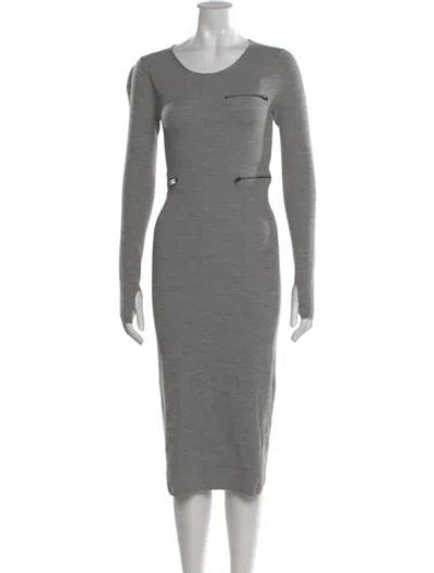 Pre-owned Tom Ford Virgin Wool Midi Length Dress In Gray
