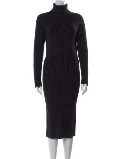 Pre-owned Tom Ford Virgin Wool Midi Length Dress W/ Tags In Black