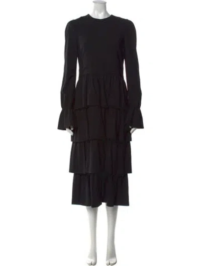 Pre-owned Tom Ford Virgin Wool Midi Length Dress W/ Tags In Black