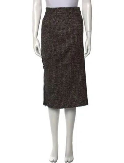 Pre-owned Tom Ford Virgin Wool Midi Length Skirt In Black