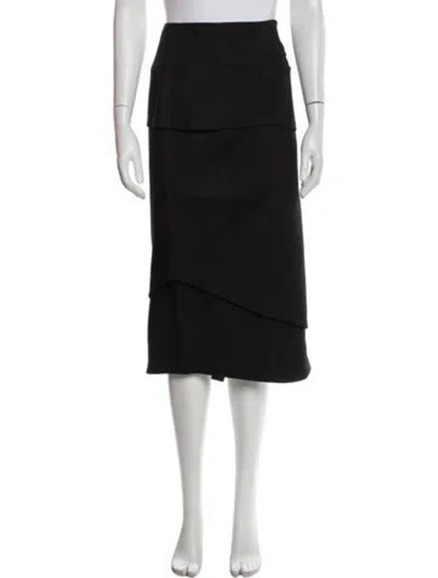 Pre-owned Tom Ford Virgin Wool Midi Length Skirt In Black