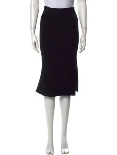Pre-owned Tom Ford Virgin Wool Midi Length Skirt In Black