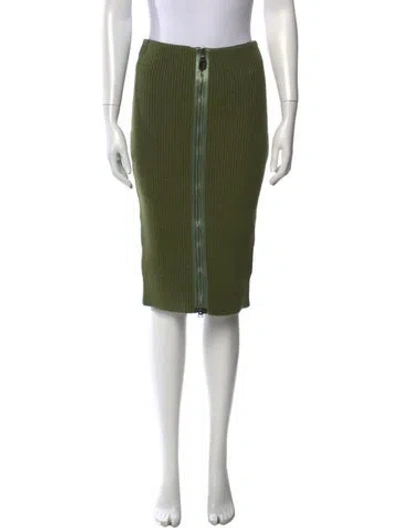 Pre-owned Tom Ford Virgin Wool Midi Length Skirt In Green