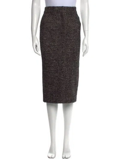 Pre-owned Tom Ford Virgin Wool Midi Length Skirt W/ Tags In Black