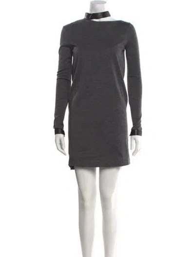 Pre-owned Tom Ford Virgin Wool Mini Dress In Gray