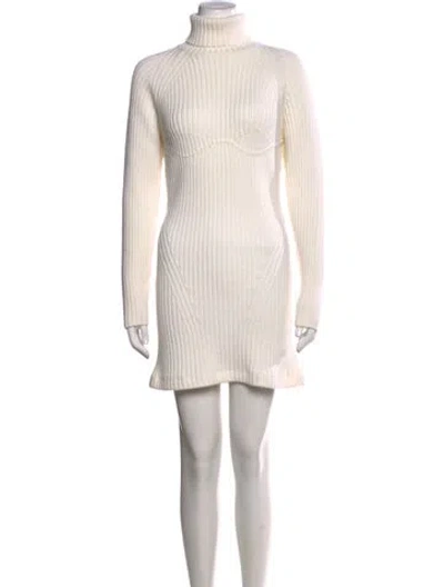 Pre-owned Tom Ford Virgin Wool Mini Dress In Neutrals