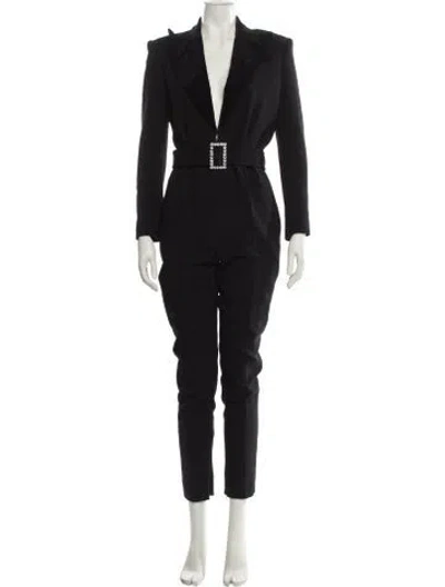 Pre-owned Tom Ford Virgin Wool Plunge Neckline Jumpsuit In Black