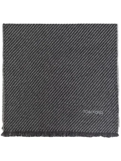 Tom Ford Virgin Wool Scarf In Grey