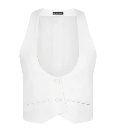 Tom Ford Virgin Wool Tuxedo Waistcoat In White