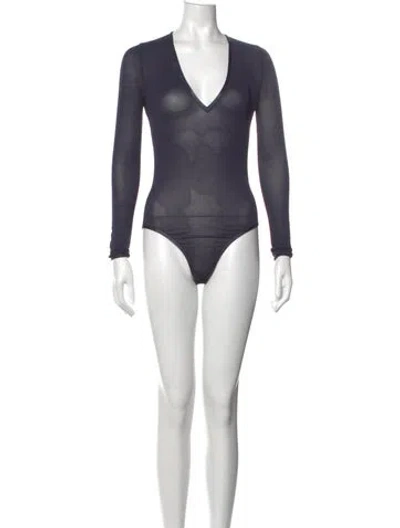 Pre-owned Tom Ford Virgin Wool V-neck Bodysuit In Blue