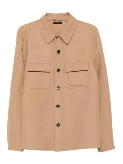 Tom Ford Virgin Wool-silk Shirt Jacket In Brown