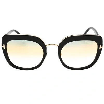 Pre-owned Tom Ford Virginia Ft0945 01b Black Sunglass In Gradient Gold