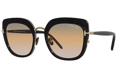 Pre-owned Tom Ford Virginia Tf945 01b Sunglasses Women's Black/rose Gold/grad Smoke 55mm In Gray