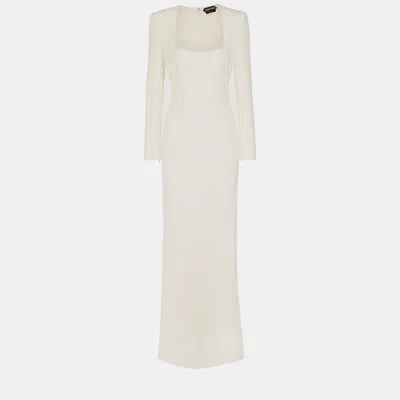 Pre-owned Tom Ford Viscose Maxi Dress 44 In Cream