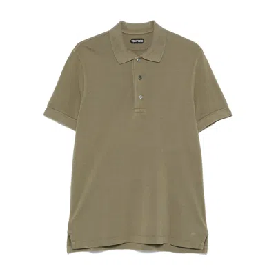 Tom Ford Classic Pique Polo With Tailored Fit In Green