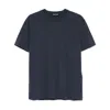 Tom Ford Blue Crew Neck T-shirt With Embroidered Logo In Cotton Blend Man