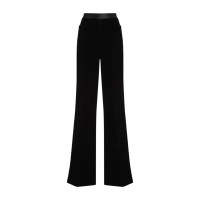 Tom Ford Viscose Velvet Boot Cut Pants Women In Black