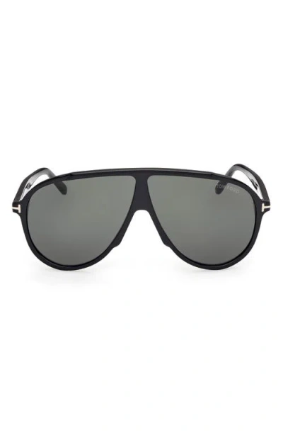 Tom Ford Vladamir Pilot Sunglasses, 65mm In Black/green