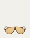 Tom Ford Vladimir Aviator Acetate Sunglasses In Colhav/brn