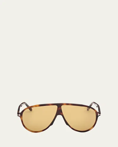 Tom Ford Vladimir Aviator Acetate Sunglasses In Colhav/brn