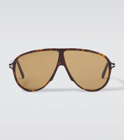 Tom Ford Vladimir Aviator Sunglasses In Brown
