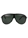 Tom Ford Eyewear Oversized Pilot Frame Sunglasses In Nero Lucido / Verde