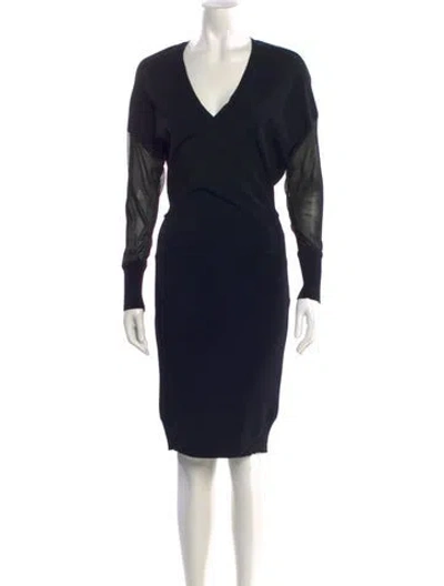 Pre-owned Tom Ford V-neck Knee-length Dress In Black