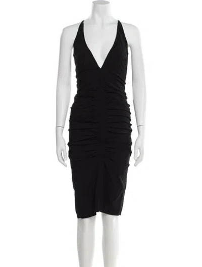 Pre-owned Tom Ford V-neck Knee-length Dress In Black