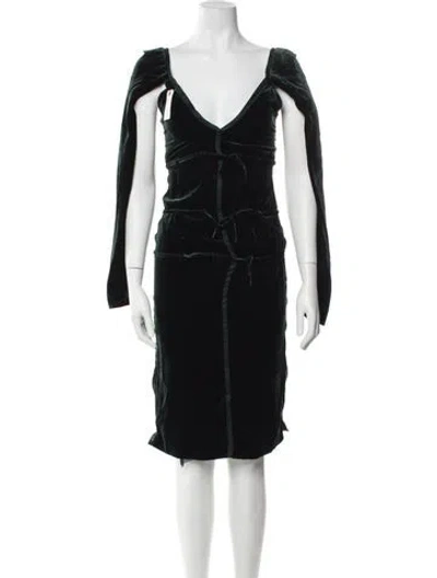 Pre-owned Tom Ford V-neck Knee-length Dress In Green