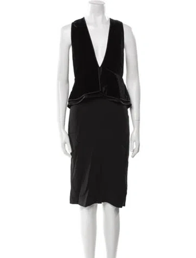 Pre-owned Tom Ford V-neck Knee-length Dress W/ Tags In Black