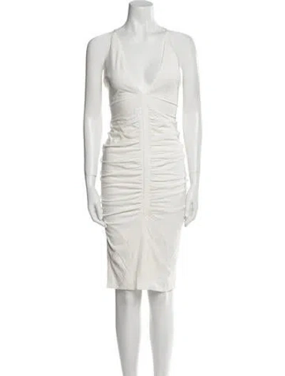 Pre-owned Tom Ford V-neck Knee-length Dress In White