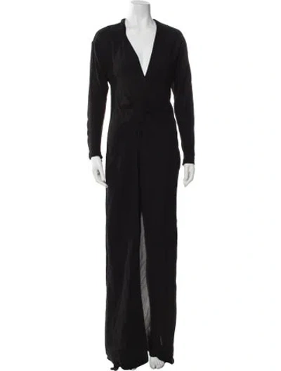 Pre-owned Tom Ford V-neck Long Dress In Black