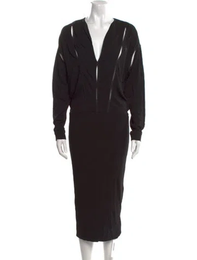Pre-owned Tom Ford V-neck Long Dress In Black