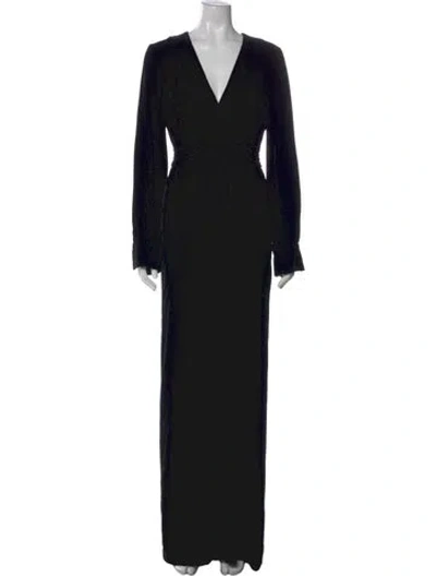 Pre-owned Tom Ford V-neck Long Dress In Black