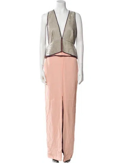 Pre-owned Tom Ford V-neck Long Dress In Pink
