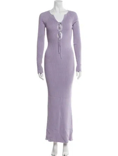 Pre-owned Tom Ford V-neck Long Dress In Purple