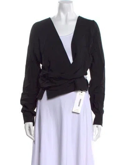 Pre-owned Tom Ford V-neck Long Sleeve Blouse In Black