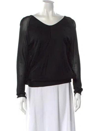 Pre-owned Tom Ford V-neck Long Sleeve Blouse In Black
