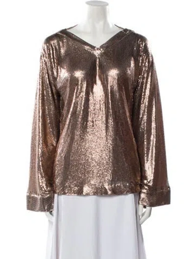 Pre-owned Tom Ford V-neck Long Sleeve Blouse In Neutral