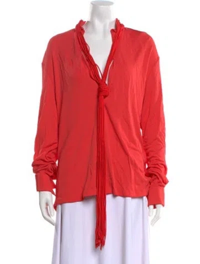 Pre-owned Tom Ford V-neck Long Sleeve Blouse In Pink