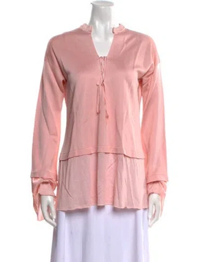 Pre-owned Tom Ford V-neck Long Sleeve Blouse In Pink